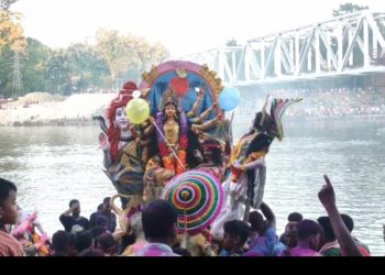 People throngs into the bijoya dashami festival at Bahalpur