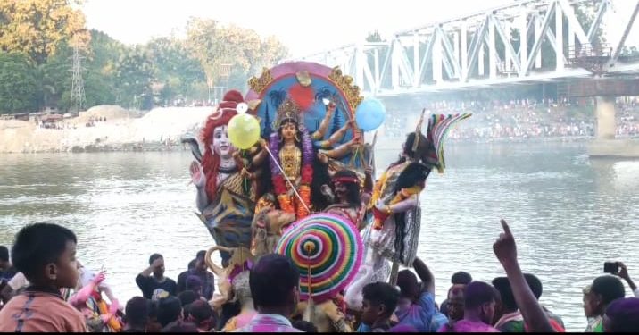People throngs into the bijoya dashami festival at Bahalpur