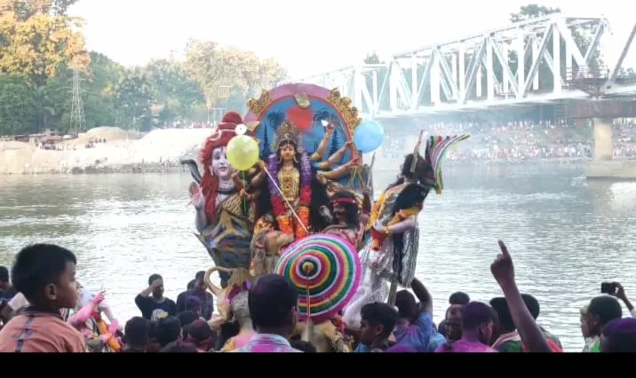 People throngs into the bijoya dashami festival at Bahalpur