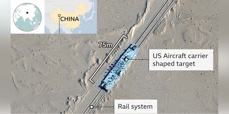 China built mock-ups of US warships in desert