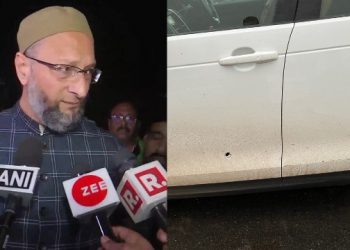 নিৰ্বাচনী হিংসা! উত্তৰ প্ৰদেশত আছাদুদ্দিন ওৱেছিৰ গাড়ীলৈ লক্ষ্য কৰি চলিল গুলী