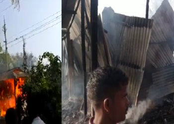 হাজোৰ দক্ষিণ বৰ্ণিত ভয়াৱহ অগ্নিকাণ্ড; নিমিষতে জুইয়ে ছাৰখাৰ কৰিলে বাসগৃহ