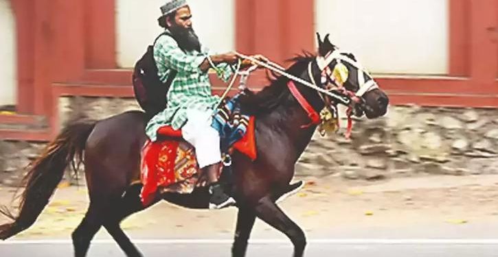 man buys horse to commute