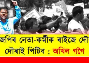 বিজেপিৰ পদুমৰ পাহিৰ ভিতৰত ফেঁটি সাপ ওলাল: পুনৰ ৰাজপথত নামিল অখিল গগৈ