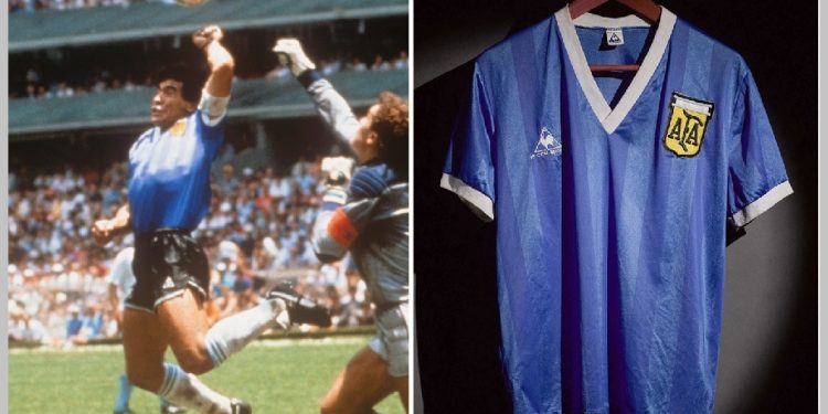 Maradona's 'Hand Of God' jersey auctioned