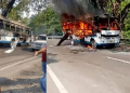 bus with pilgrims catches fire in Jammu
