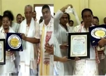 শ্ৰী শ্ৰী আউনীআটী সত্ৰত বিশিষ্ট সংগীত শিল্পী খগেন গগৈক কণ্ঠ শিৰোমণি আৰু বিপুল চেতিয়া ফুকনক কণ্ঠ সুধামৃত উপাধি প্ৰদান