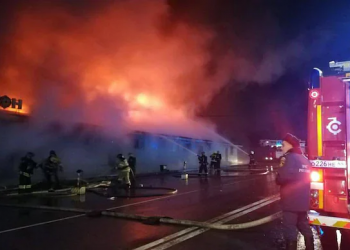 Fire Breaks Out In Cafe In Russia