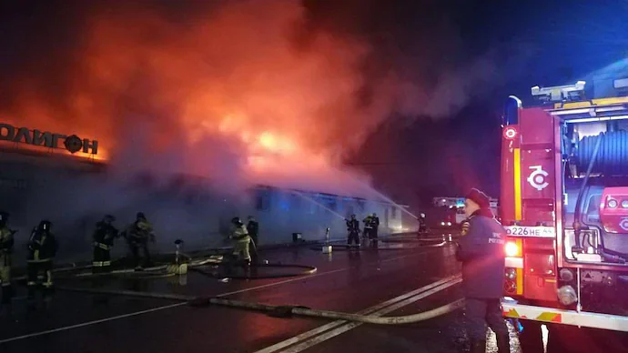 Fire Breaks Out In Cafe In Russia
