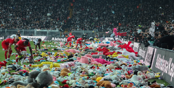 Besiktas fans throw toys