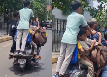 অদ্ভুত কাণ্ড! স্কুটাৰত ৭টা শিশুকে ধৰি চালক; ভাইৰেল ভিডিঅ’ দেখি আতংকিত নেটিজেন, গ্ৰেপ্তাৰ অভিযুক্ত