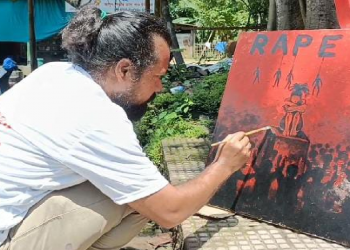 কাজিৰঙাত উকা কেনভাচত ৰং-তুলিকা বুলাই ঐতিহ্য ক্ষেত্ৰ কাজিৰঙাৰ ৰাজপথত মণিপুৰ কাণ্ডৰ প্ৰতিবাদ