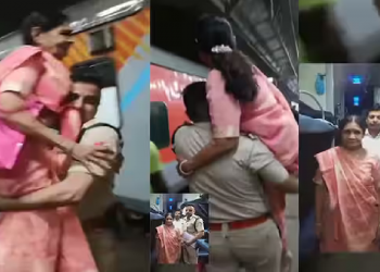 ৰে’ল আৰক্ষী বিষয়াৰ মানৱীয়তা, অসুখীয়া যাত্ৰীক কান্ধত তুলি দেখুৱালে মানৱতাৰ নিদৰ্শন
