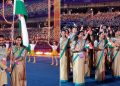 পিন্ধনত খাকী শাৰী আৰু কুৰ্তা: এছিয়ান গেমছৰ উদ্বোধনী অনুষ্ঠানত পতাকা কঢ়িয়ালে লাভলীনা-হৰমনপ্ৰীতে