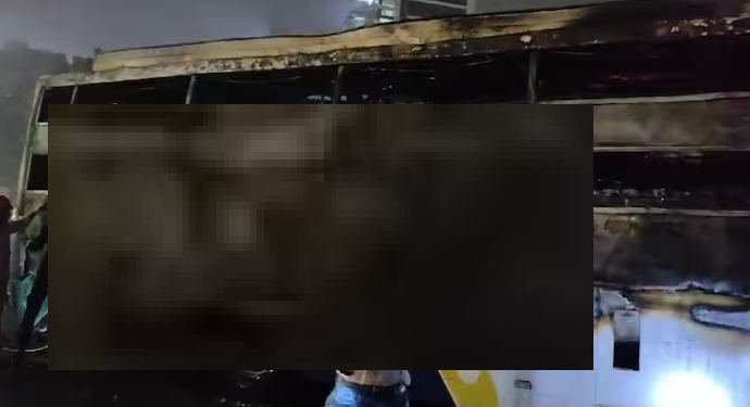 bus catches fire