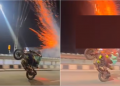Biker Stunt With Firecrackers