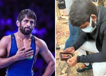 Wrestlers protest Bajrang Punia