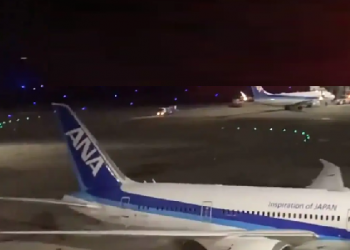 Japan Flight catches fire