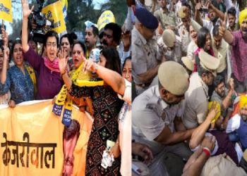 কেজৰিৱালৰ মুক্তিৰ দাবীৰে আপ কৰ্মীৰ প্ৰতিবাদত ৰণক্ষেত্ৰত পৰিণত দিল্লী, আটক পঞ্জাৱৰ মন্ত্ৰী