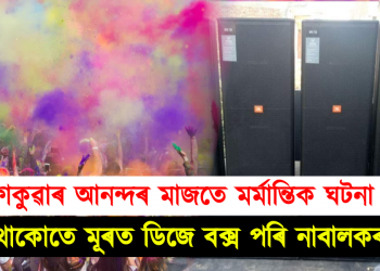ফাকুৱাৰ আনন্দৰ মাজতে মৰ্মান্তিক ঘটনা : নাচি থকাৰ সময়ত মূৰত ডিজে বক্স পৰি নাবালকৰ মৃত্যু
