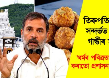 ‘ধৰ্মৰ পবিত্ৰতা ৰক্ষা কৰাটো প্ৰশাসনৰ কৰ্তব্য’, তিৰুপতিৰ লাড়ু সন্দৰ্ভত ৰাহুল গান্ধীৰ মন্তব্য
