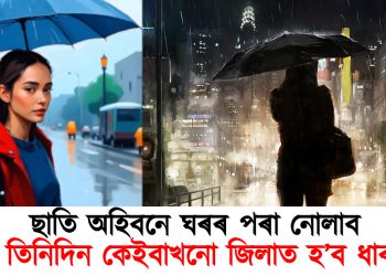 ছাতিৰ অবিহনে ঘৰৰ পৰা নোলাব; অহা তিনিদিন কেইবাখনো জিলাত হ’ব ধাৰাবৃষ্টি, জাননী বতৰ বিজ্ঞান কেন্দ্ৰৰ