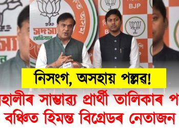নিসংগ,অসহায় হৈ পৰিছে একালৰ হিমন্ত বিগ্ৰেডৰ উঠিৰজা-বহিৰজা পল্লৱলোচন! উপ-নিৰ্বাচনৰ প্ৰাৰ্থী পেনেলত নাম নাই নেতাজনৰ