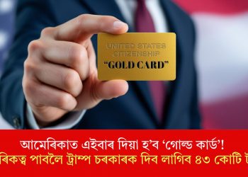 আমেৰিকাত এইবাৰ দিয়া হ’ব ‘গোল্ড কাৰ্ড’! নাগৰিকত্ব পাবলৈ ট্ৰাম্প চৰকাৰক দিব লাগিব ৪৩ কোটি টকা