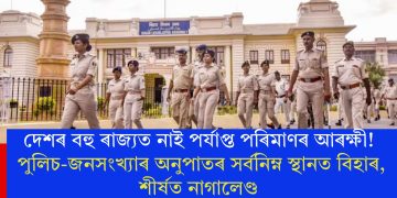 দেশৰ বহু ৰাজ্যত নাই পৰ্যাপ্ত পৰিমাণৰ আৰক্ষী! পুলিচ-জনসংখ্যাৰ অনুপাতৰ সৰ্বনিম্ন স্থানত বিহাৰ, শীৰ্ষত নাগালেণ্ড
