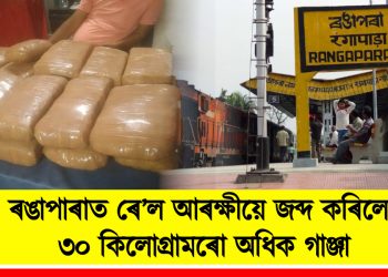 ৰঙাপাৰাত ৰে’ল আৰক্ষীয়ে জব্দ কৰিলে ৩০ কিলোগ্ৰামৰো অধিক গাঞ্জা