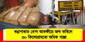 ৰঙাপাৰাত ৰে’ল আৰক্ষীয়ে জব্দ কৰিলে ৩০ কিলোগ্ৰামৰো অধিক গাঞ্জা