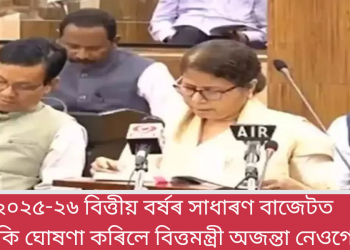 ২০২৫-২৬ বিত্তীয় বৰ্ষৰ সাধাৰণ বাজেটত কি কি ঘোষণা কৰিলে বিত্তমন্ত্ৰী অজন্তা নেওগে?