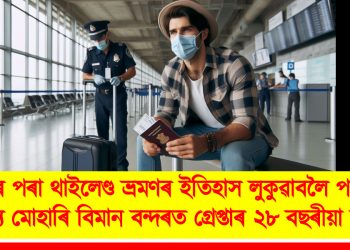 পত্নীৰ পৰা থাইলেণ্ড ভ্ৰমণৰ ইতিহাস লুকুৱাবলৈ পাচপৰ্টৰ তথ্য মোহাৰি বিমান বন্দৰত গ্ৰেপ্তাৰ ২৮ বছৰীয়া যুৱক