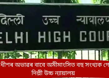 ন্যায়াধীশৰ অভাৱৰ বাবে অমীমাংসিত বহু সংখ্যক গোচৰ: দিল্লী উচ্চ ন্যায়ালয়