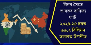 চীনৰ সৈতে ভাৰতৰ বাণিজ্য ঘাটি ২০২৪-২৫ চনত ৯৯.২ বিলিয়ন ডলাৰত উপনীত