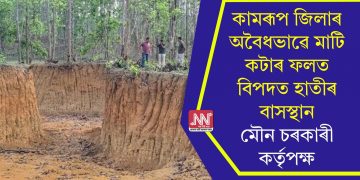 কামৰূপ জিলাৰ অবৈধভাৱে মাটি কটাৰ ফলত বিপদত হাতীৰ বাসস্থান, মৌন চৰকাৰী কৰ্তৃপক্ষ