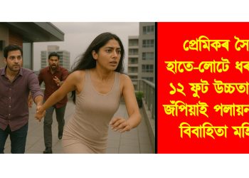 প্ৰেমিকৰ সৈতে হোটেলৰ কোঠাত হাতে-লোটে ধৰা পেলালে স্বামীয়ে : ১২ ফুট উচ্চতাৰ পৰা জঁপিয়াই পলায়নৰ চেষ্টা মহিলাৰ