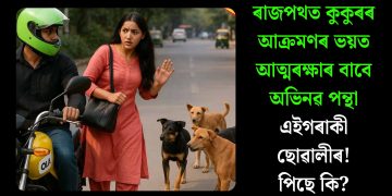ৰাজপথত কুকুৰৰ আক্ৰমণৰ ভয়ত আত্মৰক্ষাৰ বাবে অভিনৱ পন্থা এইগৰাকী ছোৱালীৰ! পিছে কি?