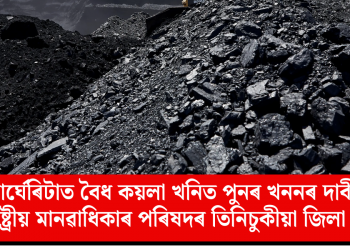 মাৰ্ঘেৰিটাত বৈধ কয়লা খনিত পুনৰ খননৰ দাবী: আন্তঃৰাষ্ট্ৰীয় মানৱাধিকাৰ পৰিষদৰ তিনিচুকীয়া জিলা সমিতিৰ