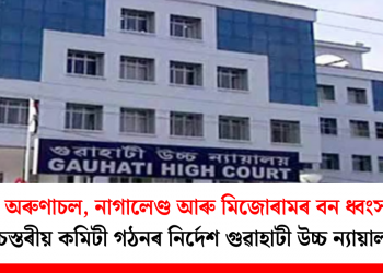 অসম, অৰুণাচল, নাগালেণ্ড আৰু মিজোৰামৰ বন ধ্বংসৰ বাবে উচ্চস্তৰীয় কমিটী গঠনৰ নিৰ্দেশ গুৱাহাটী উচ্চ ন্যায়ালয়ৰ