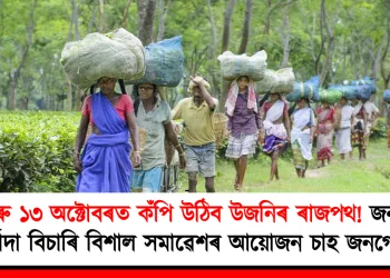 ৮ আৰু ১৩ অক্টোবৰত কঁপি উঠিব উজনিৰ ৰাজপথ : জনজাতিৰ মৰ্যাদা বিচাৰি বিশাল সমাৱেশৰ আয়োজন চাহ জনগোষ্ঠীৰ