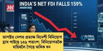 আগষ্টত দেশত প্ৰত্যক্ষ বিদেশী বিনিয়োগ হ্ৰাস পাইছে ১৫৯ শতাংশ; বিনিয়োগতকৈ বাহিৰলৈ গৈছে অধিক ধন