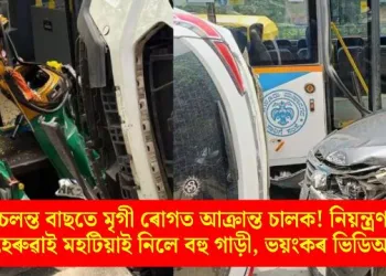 চলন্ত বাছতে মৃগী ৰোগত আক্ৰান্ত ​​চালক! নিয়ন্ত্ৰণ হেৰুৱাই মহটিয়াই নিলে বহু গাড়ী, ভয়ংকৰ ভিডিঅ’