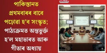 দেশ বিভাজনৰ পিছত পাকিস্তানত প্ৰথমবাৰৰ বাবে পঢ়োৱা হ’ব সংস্কৃত; পাঠ্যক্ৰমত অন্তভুৰ্ক্ত হ’ল মহাভাৰত আৰু গীতাৰ অধ্যায়