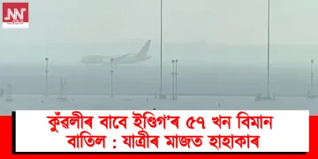 কুঁৱলীৰ বাবে ইণ্ডিগ’ৰ ৫৭ খন বিমান বাতিল : যাত্ৰীৰ মাজত হাহাকাৰ
