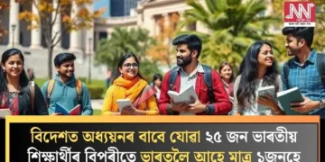 বিদেশত অধ্যয়নৰ বাবে যোৱা ২৫ জন ভাৰতীয় শিক্ষাৰ্থীৰ বিপৰীতে ভাৰতলৈ আহে মাত্ৰ ১জনহে