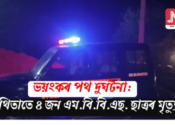 ভয়ংকৰ পথ দুৰ্ঘটনা: থিতাতে ৪ জন এম.বি.বি.এছ. ছাত্ৰৰ মৃত্যু