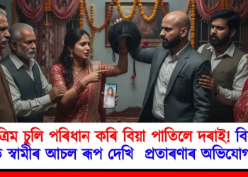 কৃত্ৰিম চুলি পৰিধান কৰি বিয়া পাতিলে দৰাই! বিয়াৰ পিছত স্বামীৰ আচল ৰূপ দেখি  প্ৰতাৰণাৰ অভিযোগ পত্নীৰ
