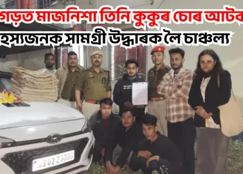 ডিব্ৰুগড়ত মাজনিশা তিনি কুকুৰ চোৰ আটক : ৰহস্যজনক সামগ্ৰী উদ্ধাৰক লৈ চাঞ্চল্য