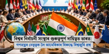 বিশ্বৰ নিৰ্বাচনী সংস্থাৰ গুৰুত্বপূৰ্ণ দায়িত্বত ভাৰত: গণতন্ত্ৰৰ নেতৃত্বক লৈ আমেৰিকাৰ বিৰুদ্ধে বিশ্বজুৰি প্ৰশ্ন